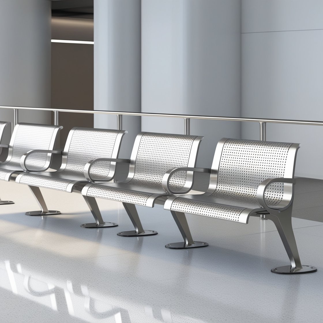 Airport Bench Indoor and Outdoor Waiting Room Seat Stainless Steel Four ...