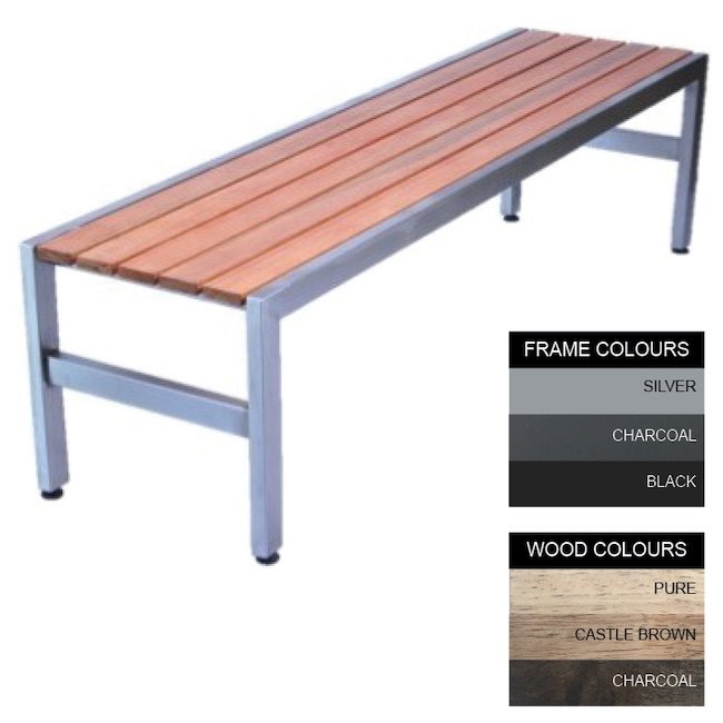 Bench Feet Slimline Bench – Steel and Wood – Adj. Feet – 45x180x45cm – Colour ...